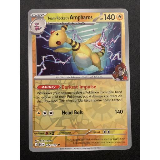 Team Rocket's Ampharos 074/182 - Reverse Holo Uncommon