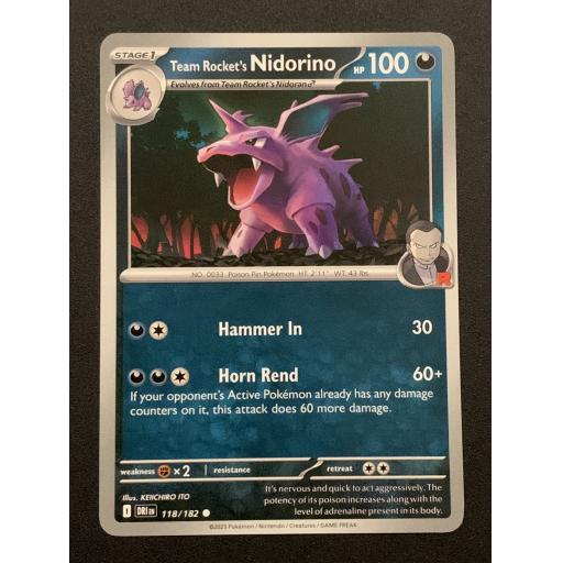 Team Rocket's Nidorino 118/182 - Common