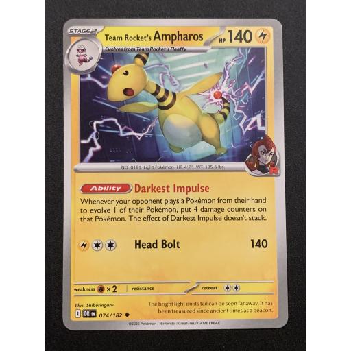 Team Rocket's Ampharos 074/182 - Uncommon