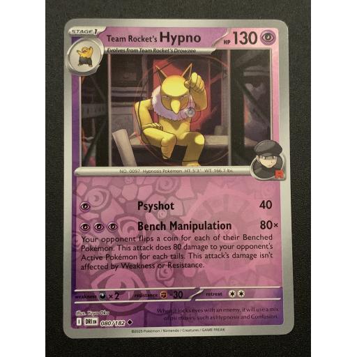 Team Rocket's Hypno 080/182 - Reverse Holo Uncommon